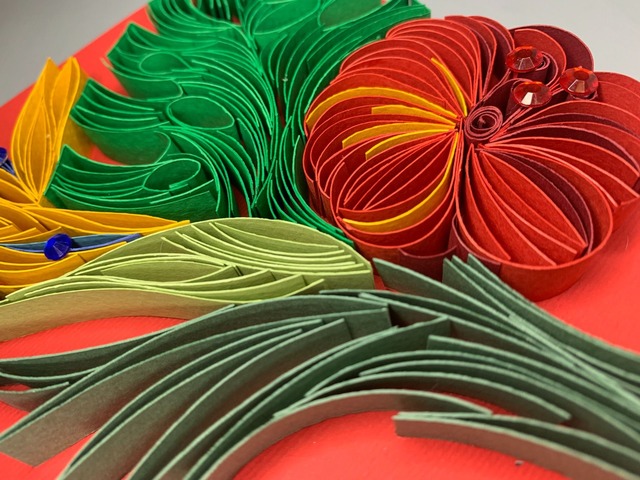 Квілінг листівка “Tropical Congratulations” з об’ємними квітами ручної роботи