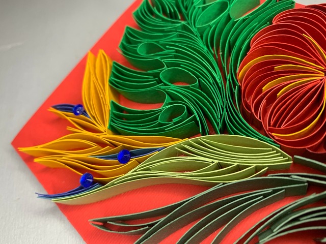 Квілінг листівка “Tropical Congratulations” з об’ємними квітами ручної роботи