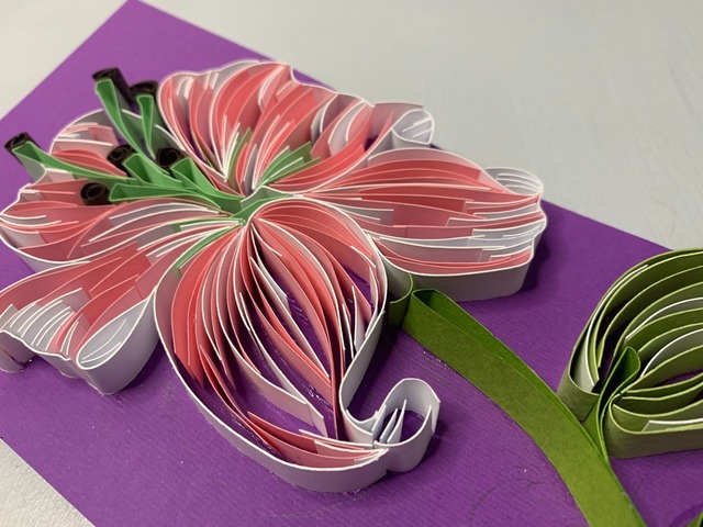 Квілінг листівка “З Днем народження” з об’ємною лілією ручної роботи