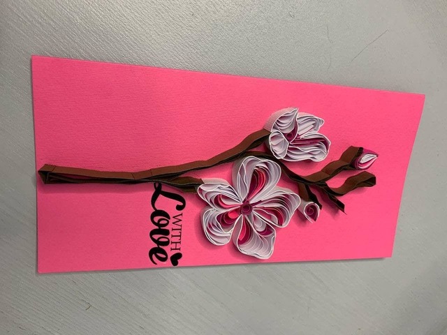 Квілінг листівка “With Love” з об’ємною квіткою ручної роботи