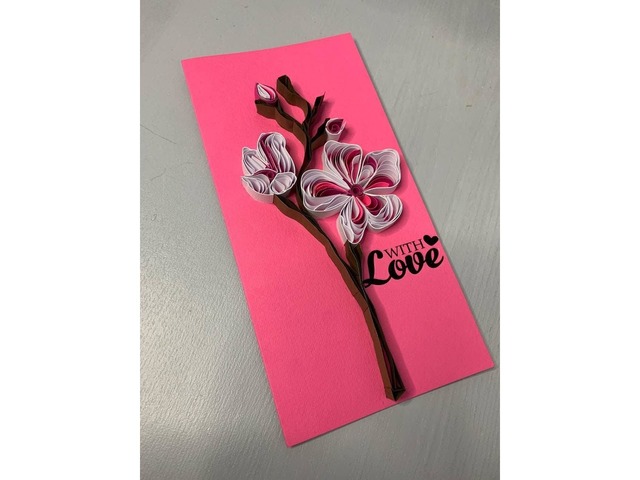 Квілінг листівка “With Love” з об’ємною квіткою ручної роботи