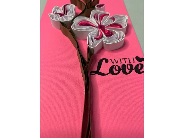 Квілінг листівка “With Love” з об’ємною квіткою ручної роботи