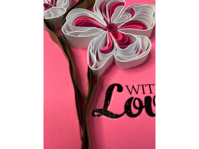 Квілінг листівка “With Love” з об’ємною квіткою ручної роботи