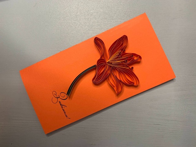 Квілінг листівка “З ювілеєм!” з об’ємною лілією ручної роботи