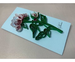Квілінг листівка “Вітаю!” з об’ємною квіткою ручної роботи