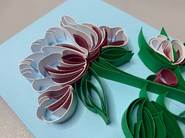 Квілінг листівка “Вітаю!” з об’ємною квіткою ручної роботи