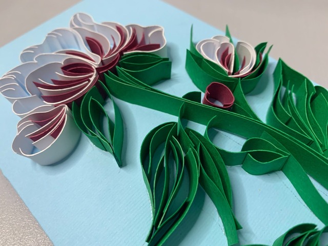 Квілінг листівка “Вітаю!” з об’ємною квіткою ручної роботи