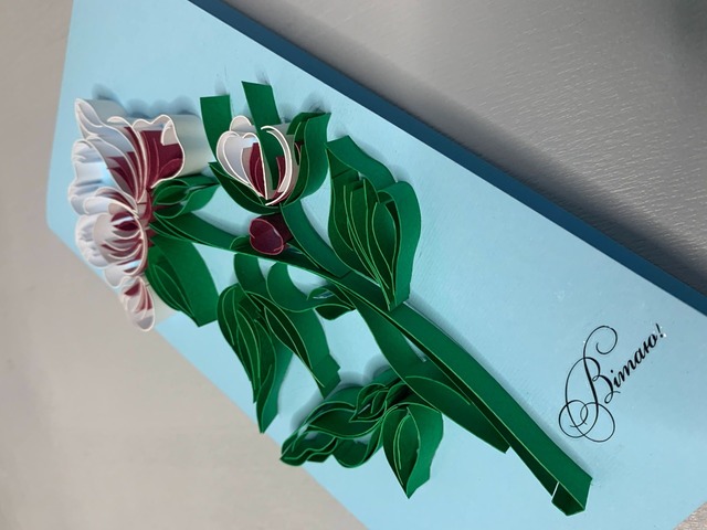 Квілінг листівка “Вітаю!” з об’ємною квіткою ручної роботи