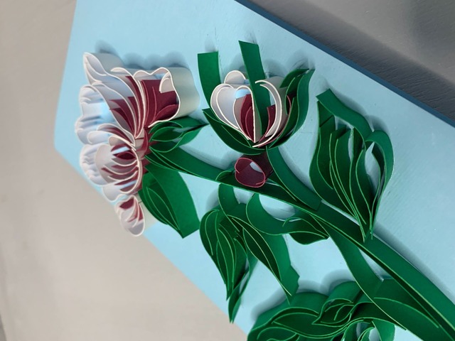 Квілінг листівка “Вітаю!” з об’ємною квіткою ручної роботи