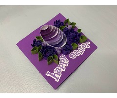 Квілінг листівка “Happy Easter” з об’ємним яйцем та квітами ручної роботи