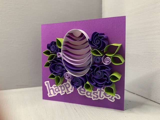 Квілінг листівка “Happy Easter” з об’ємним яйцем та квітами ручної роботи
