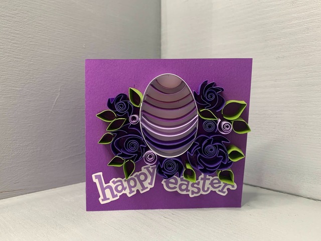 Квілінг листівка “Happy Easter” з об’ємним яйцем та квітами ручної роботи