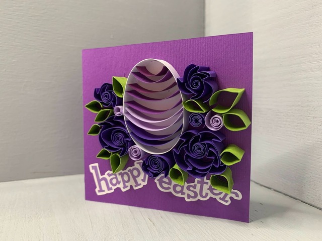 Квілінг листівка “Happy Easter” з об’ємним яйцем та квітами ручної роботи