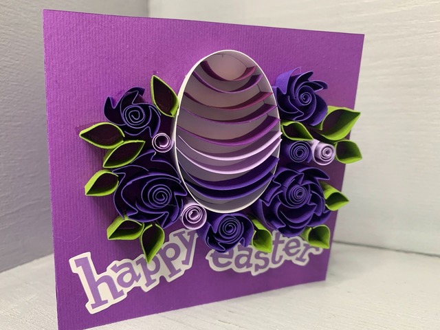 Квілінг листівка “Happy Easter” з об’ємним яйцем та квітами ручної роботи