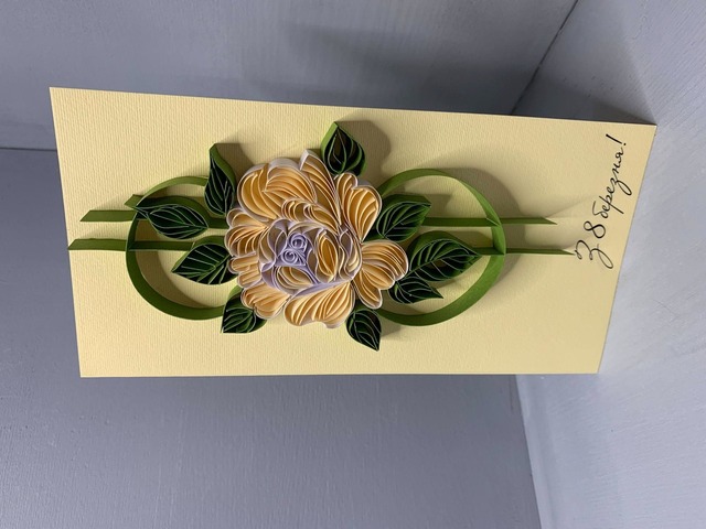 Квілінг листівка ручної роботи “Квітка до 8 березня”