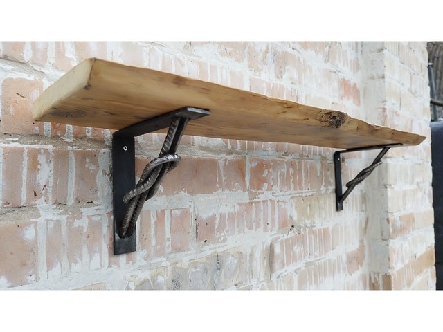Настінна полиця в стилі лофт з натурального дерева та металу