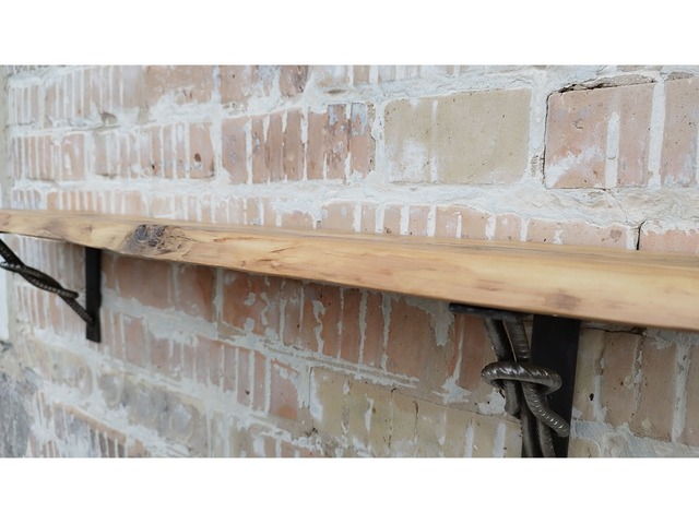 Настінна полиця в стилі лофт з натурального дерева та металу