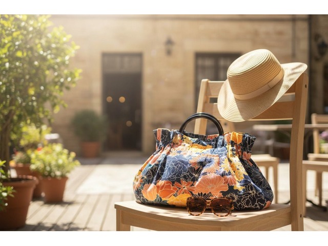 Яскрава літня сумка ручної роботи з квітковим принтом Вільна форма, штапель  Легка жіноча сумка