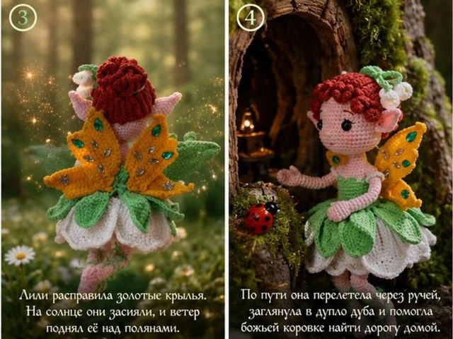 Фея Лілі - авторська в'язана іграшка ручної роботи