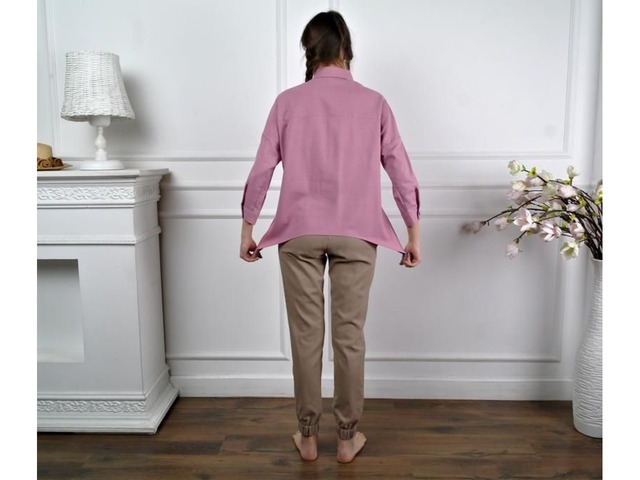 Женская льняная рубашка, офисная блузка, туника из льна
