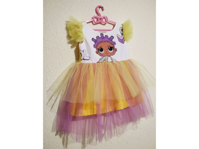 Детское нарядное платье с куклой LOL . Материал - хлопок и фатин. Размер 3-5 лет.