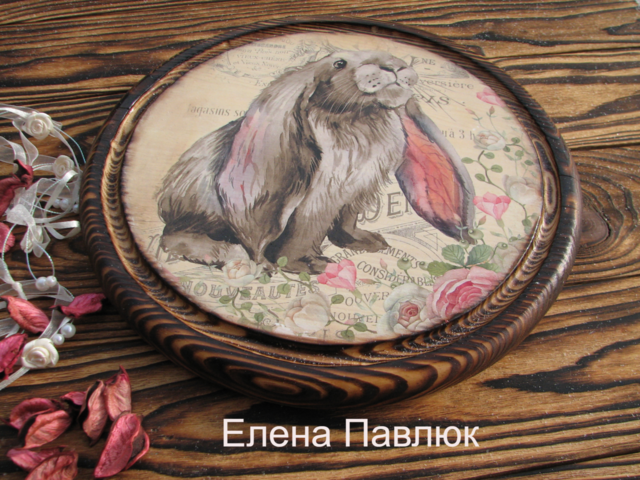 Большая деревянная доска "Пасхальный Кролик", пасхальный подарок