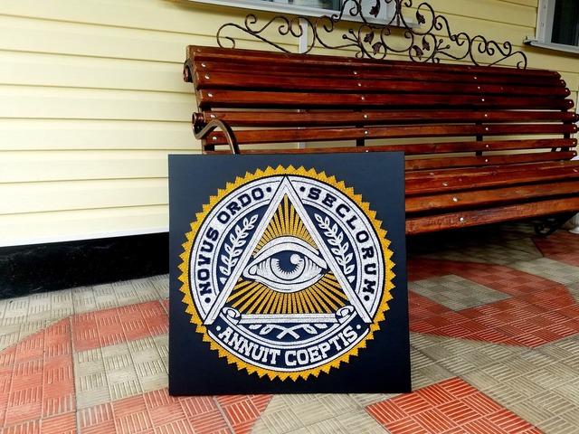 Картина стринг арт Всевидящее око, масонские символы, картина подарок