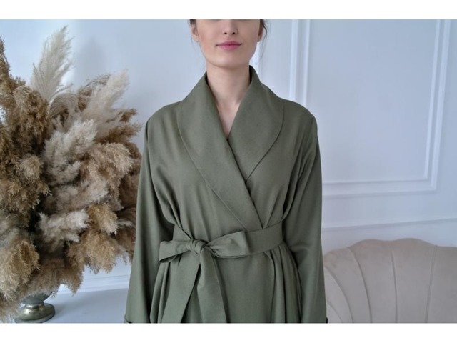 Льняное платье на запах, женский халат из натурального льна