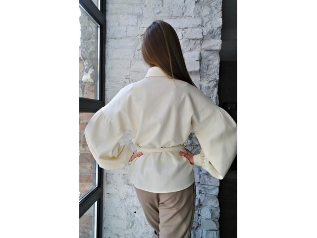 Льняная рубашка - кимоно из натурального льна, женская рубашка из льна