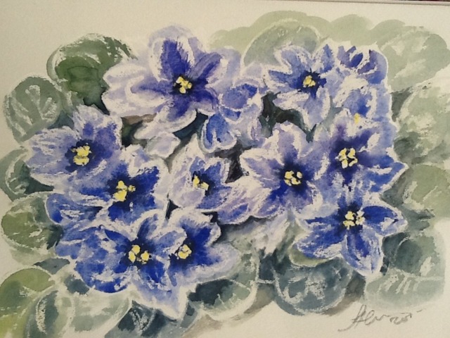 Сині фіалки - акварель квіти - портал щастя