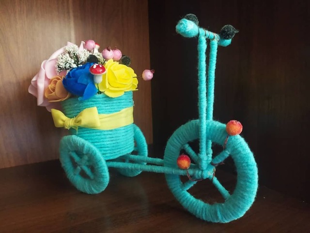 Велосипед с цветами ручной работы
