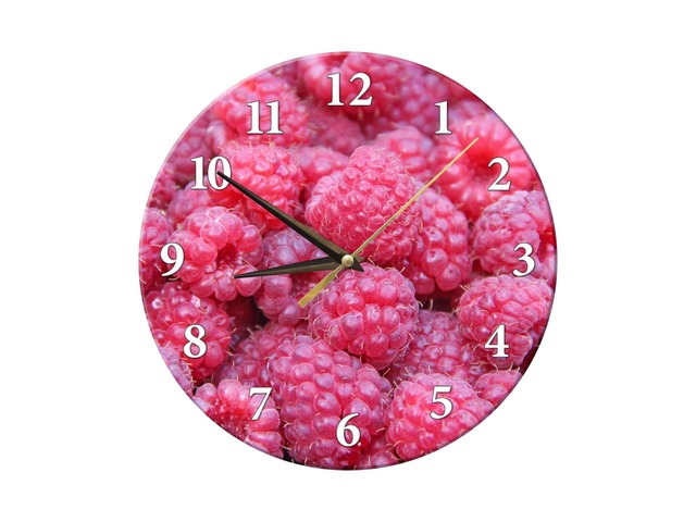 Круглые часы с фото ягод малины
