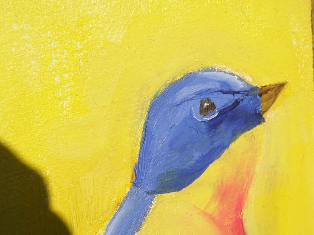 Картина маслом яркая птичка