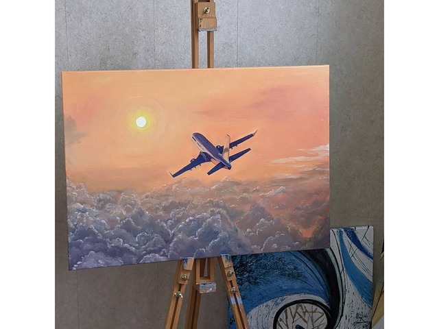Картина маслом самолет