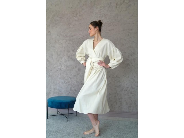 Льняное платье оверсайз с широким поясом Linen Oversized DRESS